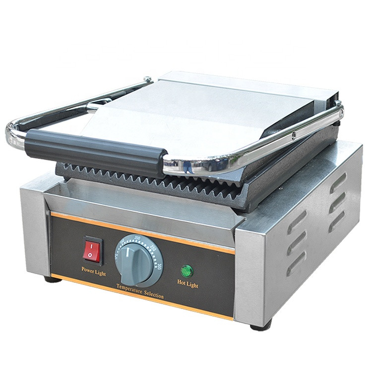 Professional Electric Griller Commercial Griddle Machine Single Full Flat Plate Panini Contact Grill for Sale