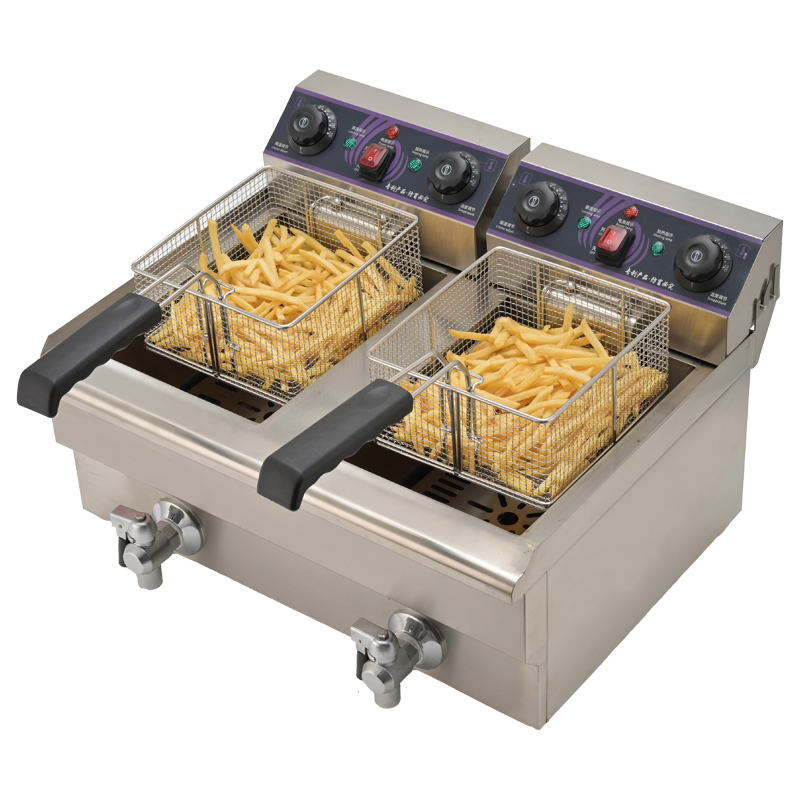 Restaurant Kitchen Double Tank Countertop Commercial Electric Deep Fryer 10L 10L Stainless Steel