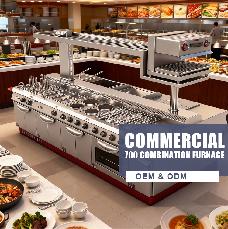 CFT Integrated Western Restaurant Cooking Range Commercial Dual Fuel (Gas + Electric) Stainless Steel Multi-function Kitchen