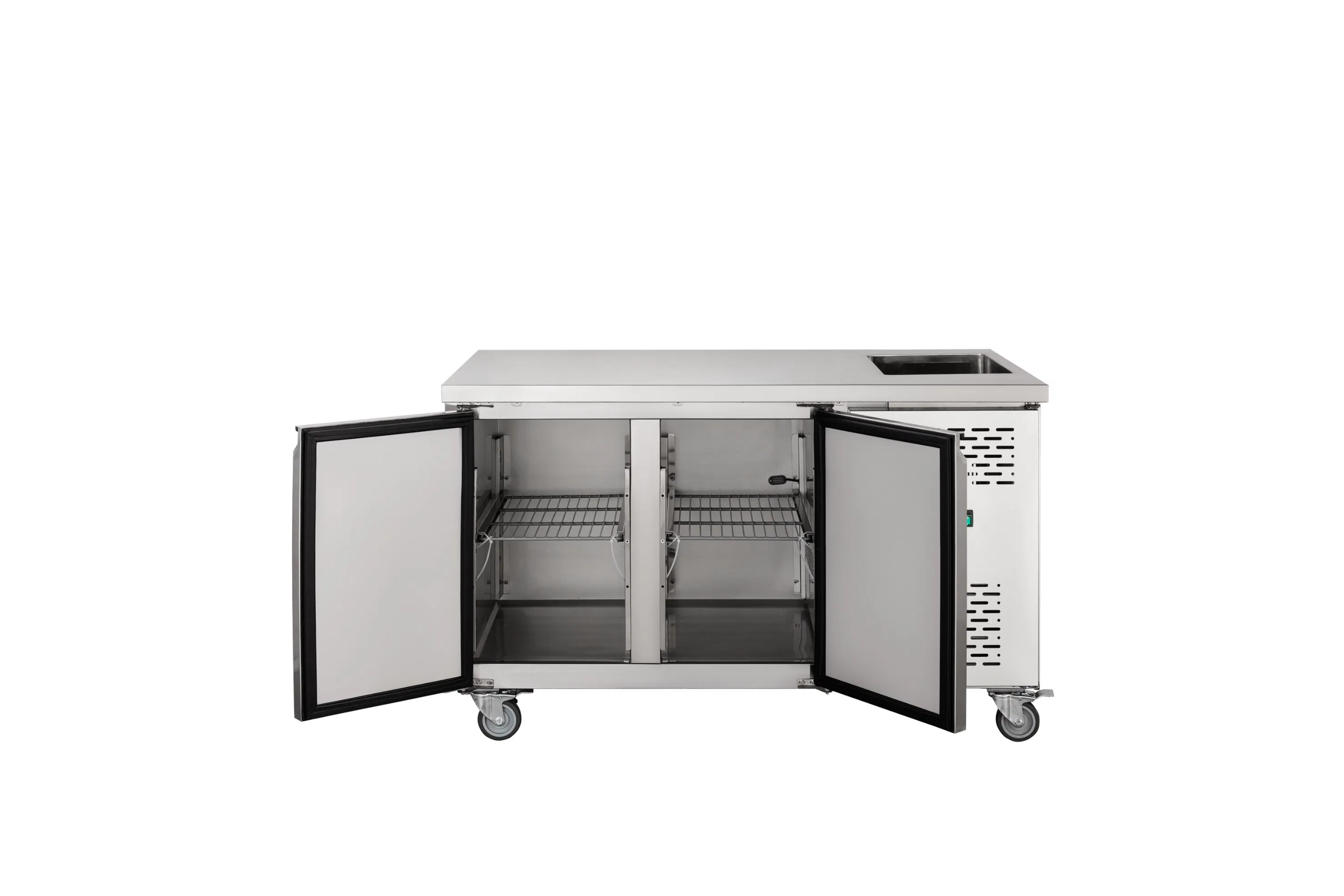 Stainless Steel Worktable with Integrated Sink Commercial Prep Station