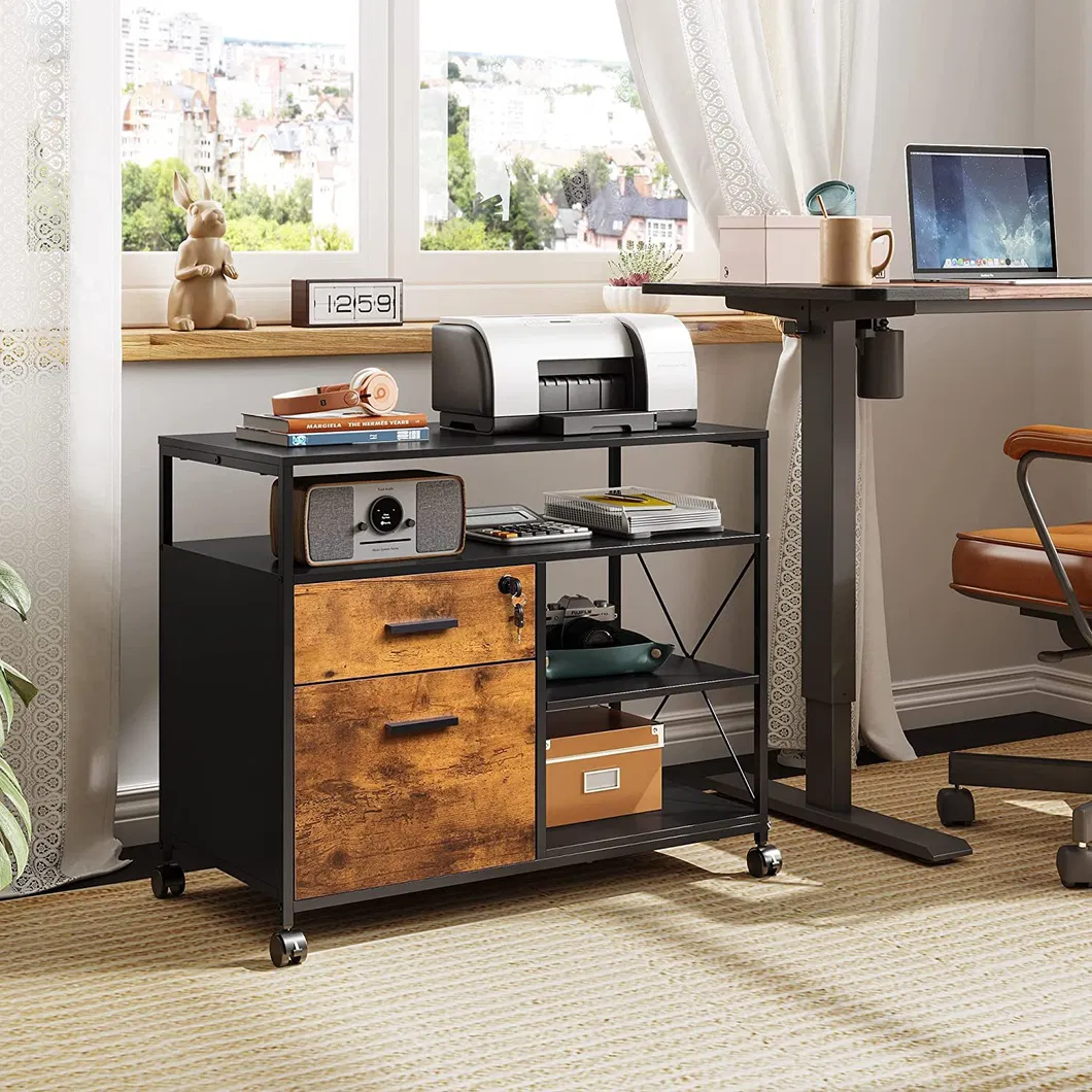 Stylish Wood Fabric Mobile File Cabinet with 3 Drawers