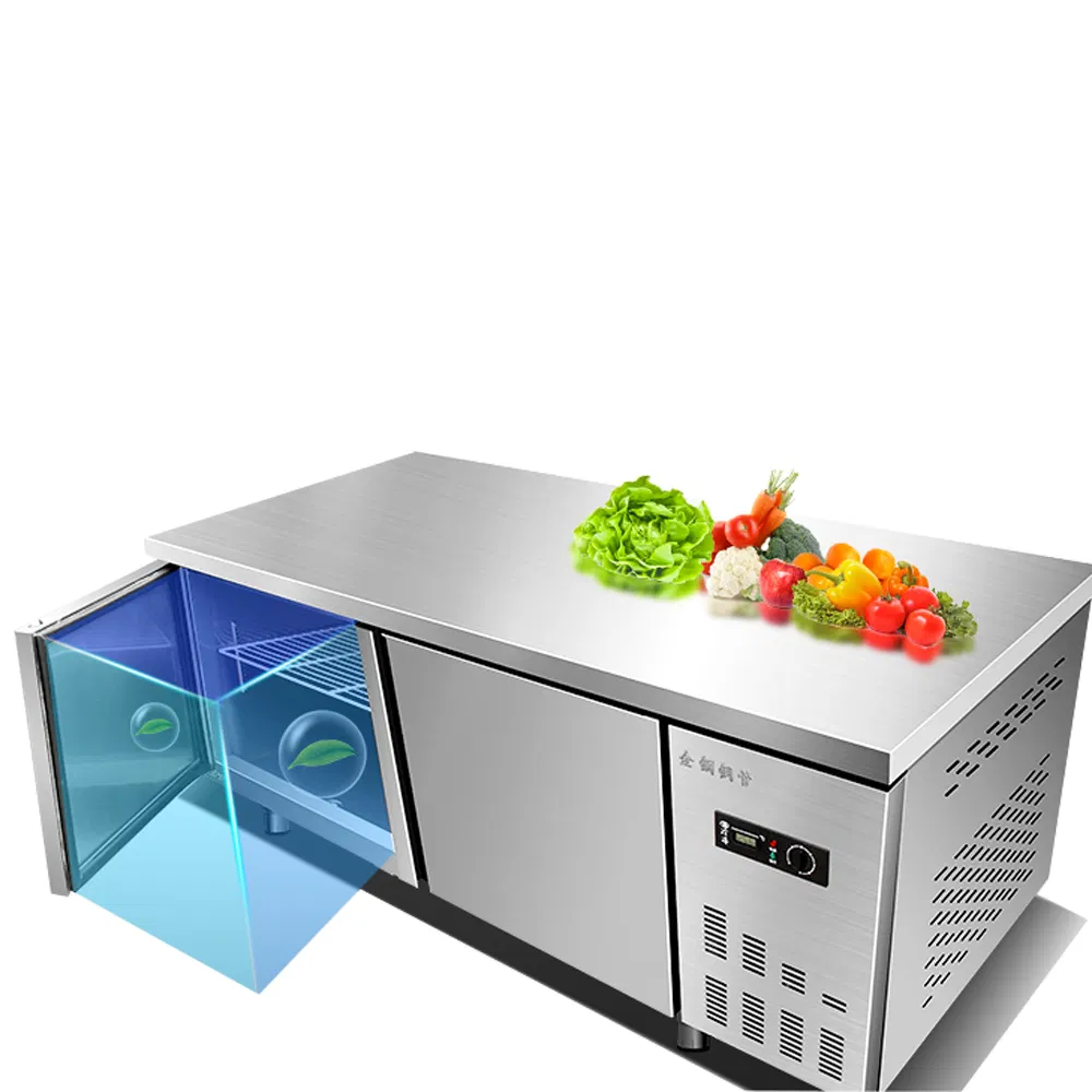 Customized Commercial Food Prep Cooling Workbench Under Counter Refrigerating Worktable