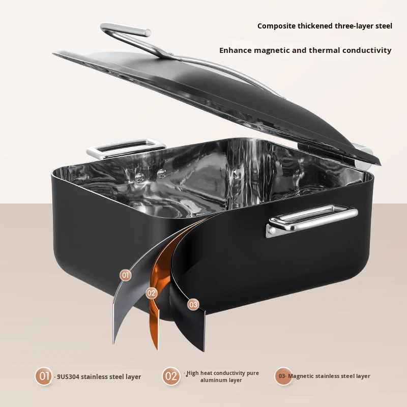 Rectangle 304 Stainless Steel Silver Hotel Breakfast Commercial Induction Cooker Buffet Warmer Deluxe Buffet Stove