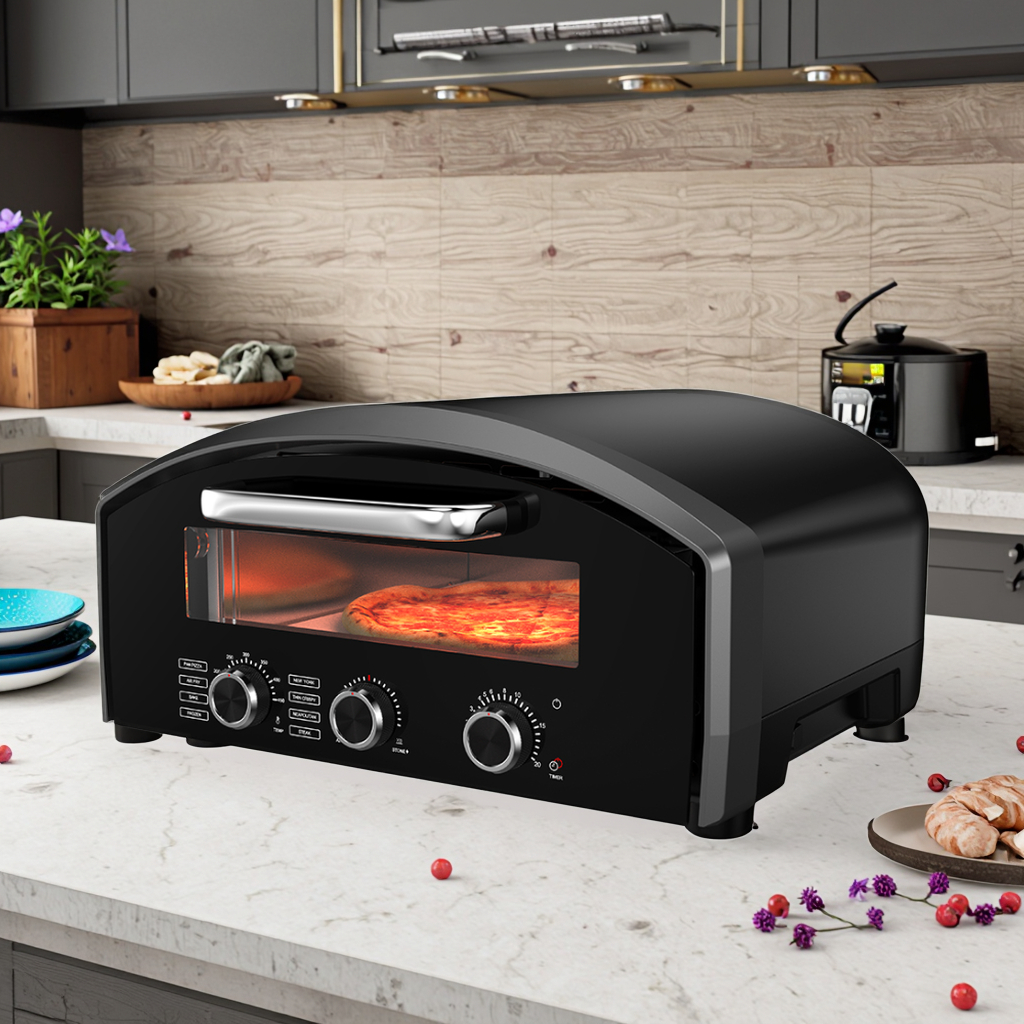 13 INCH PIZZA OVEN ELECTRIC INDOOR TABLETOP ROTATING WITH TIMER COMMERCIAL AUTOMATIC BAKING PIZZA Multi-functional BELT CE 450&deg;