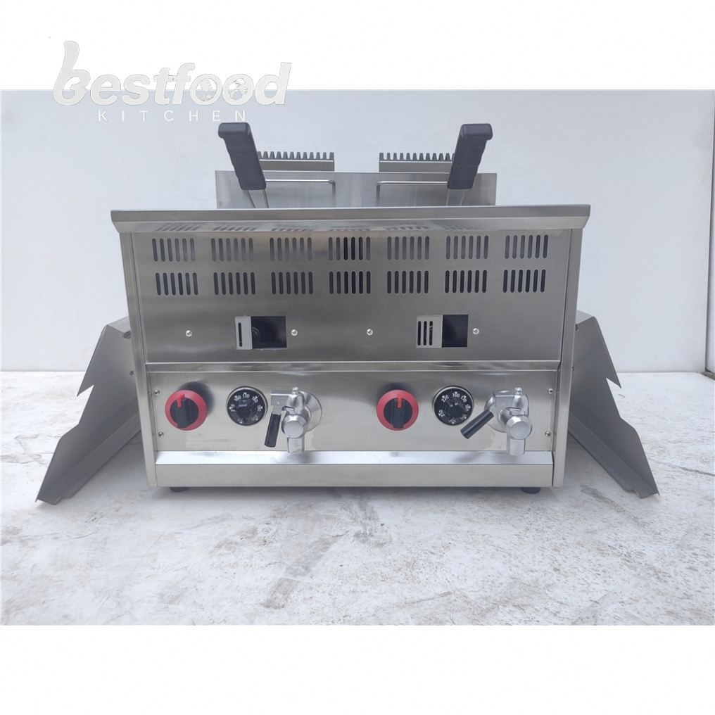 2026 Hot Sale OULI QZL-82B Commercial Gas Stainless Steel Deep Fryer Machine 8L+8L Double Tank for Home Use
