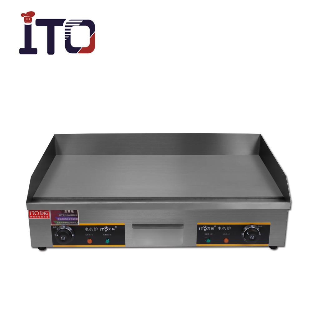 Professional Countertop Flat Pan Gas Electric Fryer Griddle Bbq Electric Commercial Restaurant Kitchen Grill Griddle