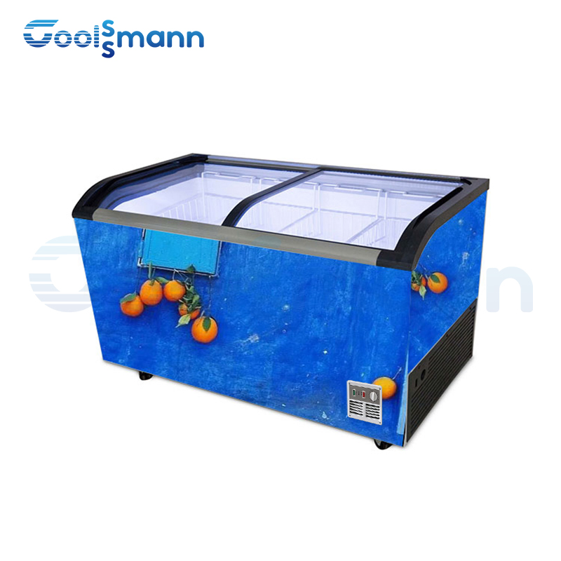 Good Price Household Commercial Ice Cream Counter Vertical Clear Display Sliding Door Chiller Store Freezer
