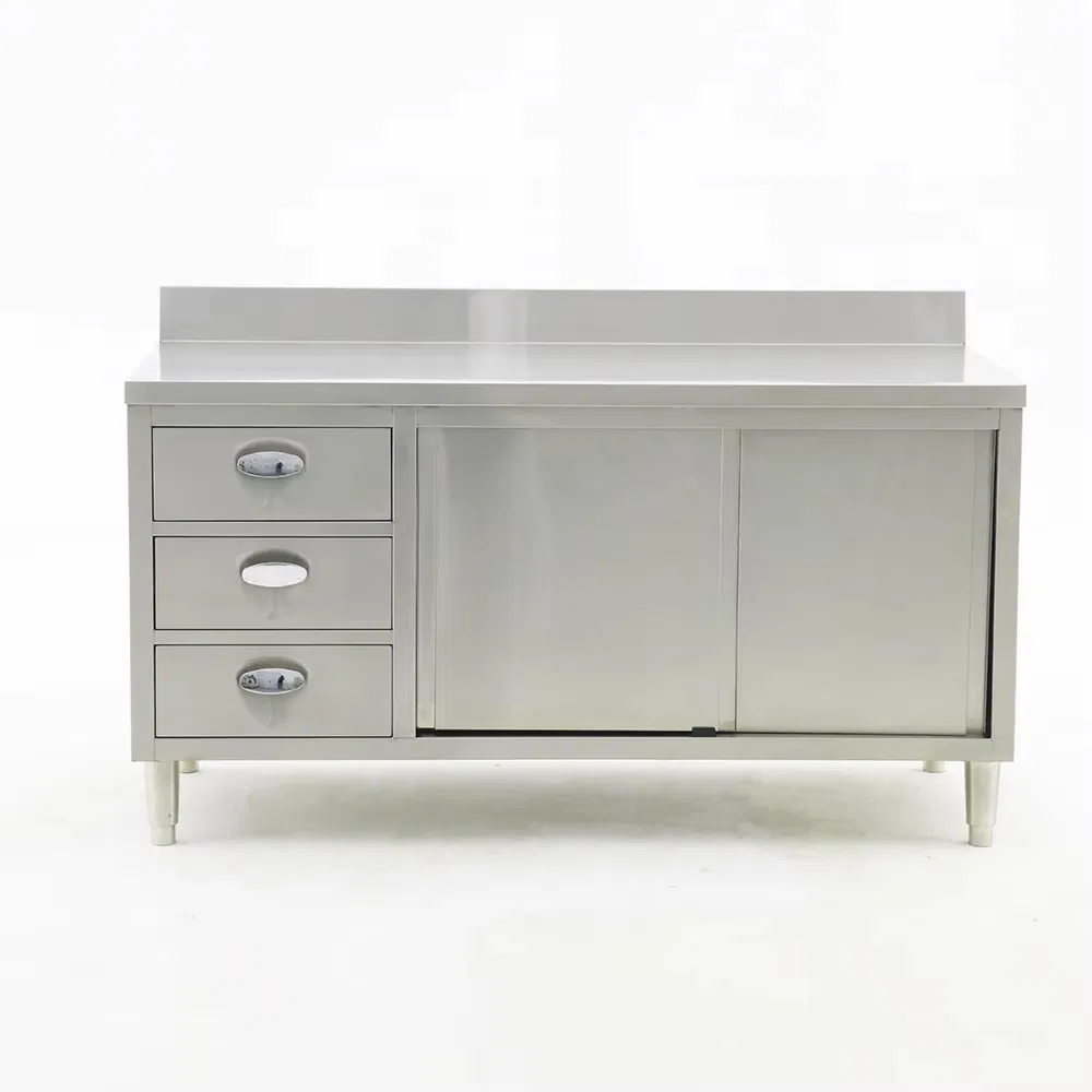 Stainless Steel Worktable with Storage Cabinet Prep Workstation for Restaurants Hotels
