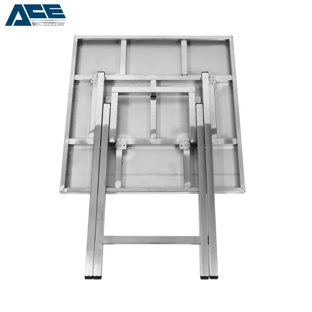 201 Stainless Steel Folding Workbench Durable Commercial Prep Table with Storage Shelf
