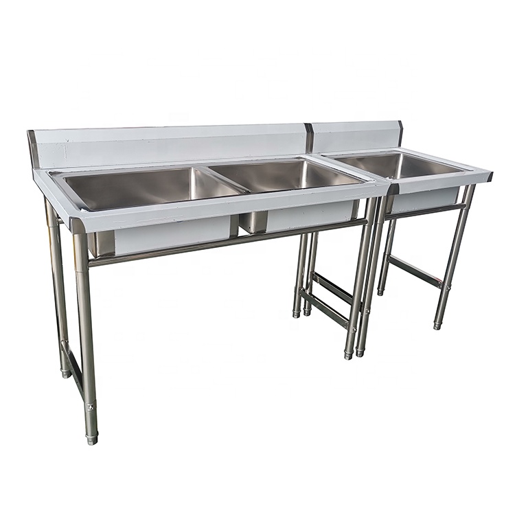 Customized Industrial Utility Commercial Kitchen Stainless Steel 3 Compartment Sink for Restaurant