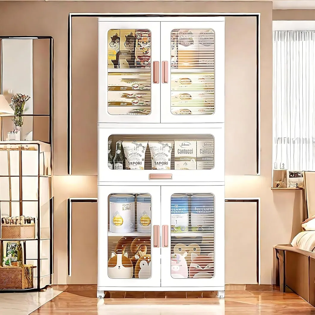 Storage Bins with Lids and Doors Magnetic Foldable Organization Storage Cabinet
