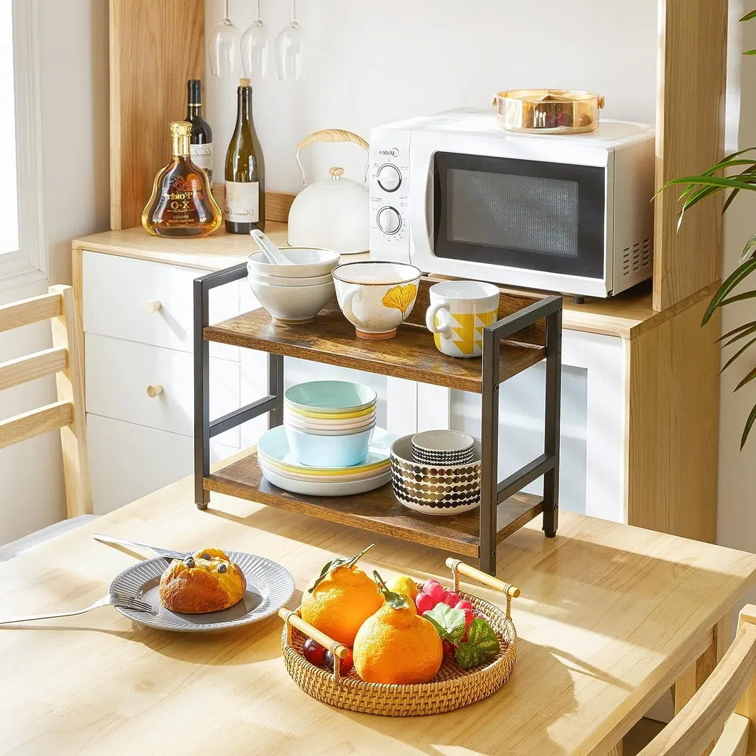 Saving Desktop Spice Cabinet Wood Storage 2-Tier Spice Rack