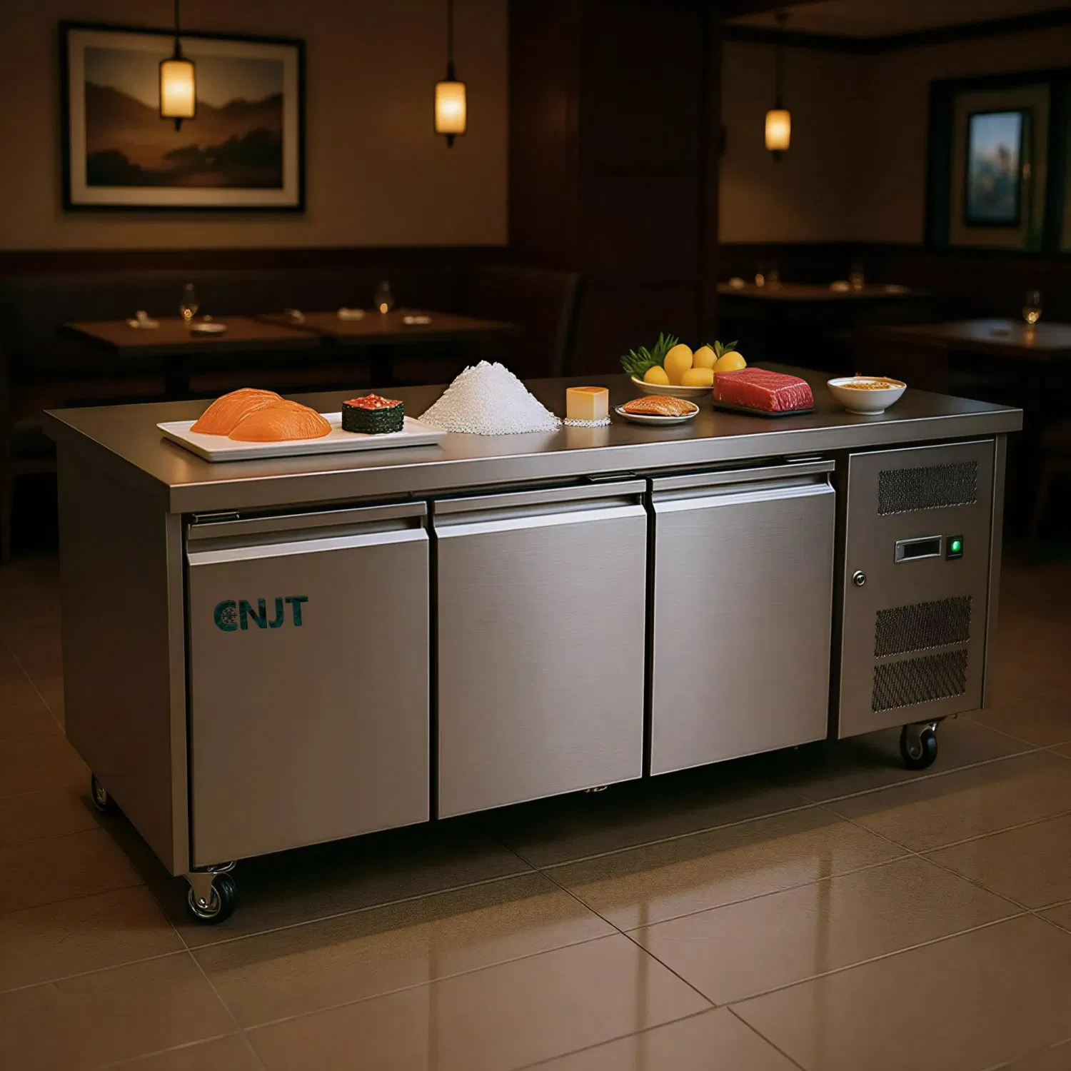 Gn3100 Series Commercial Stainless Steel Refrigerated Counter Chiller Freezer with Ventilated Cooling