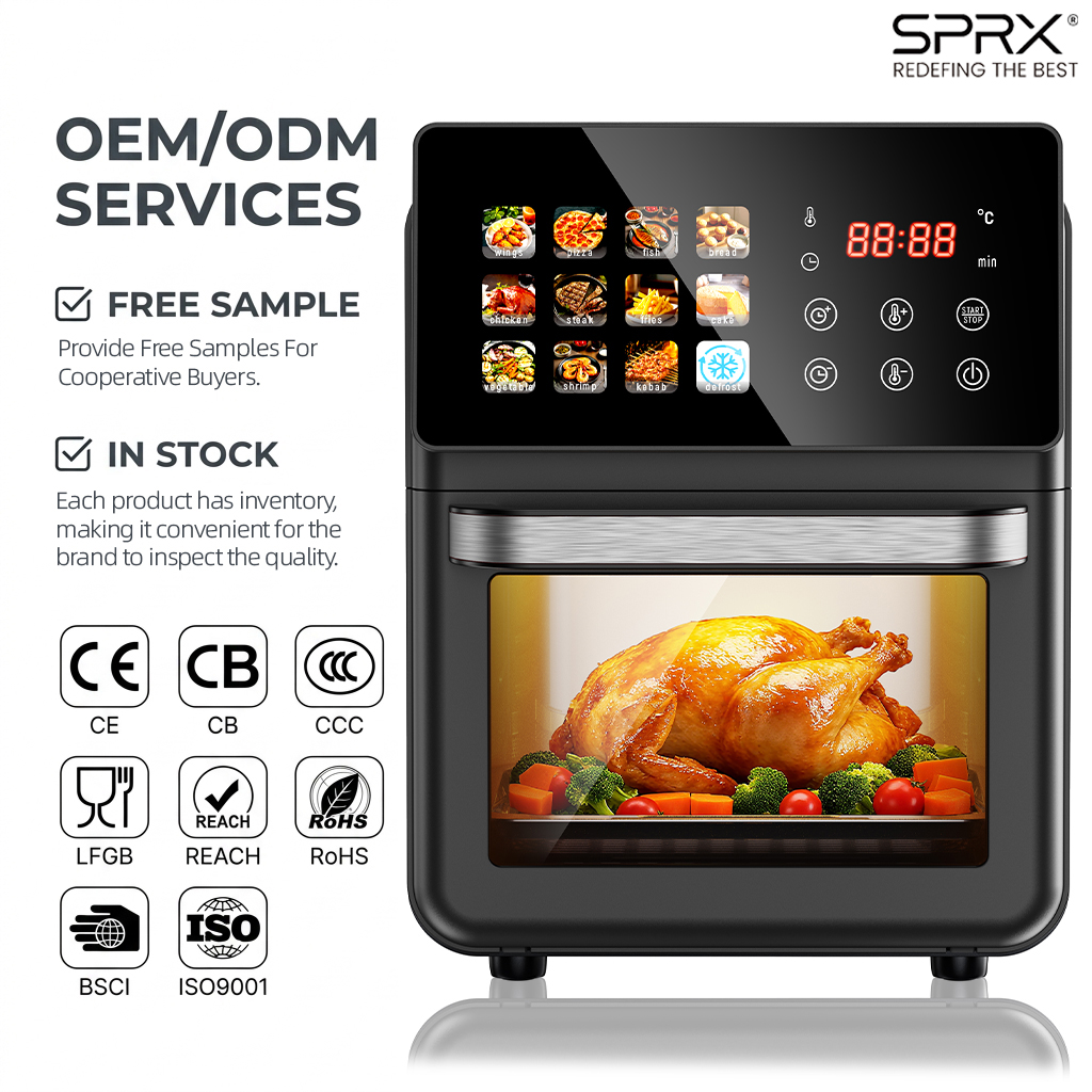 Professional Air Fryer Toaster Oven Large Capacity Digital Convection Cooker With Visible Window Stainless Steel Electric Ovens