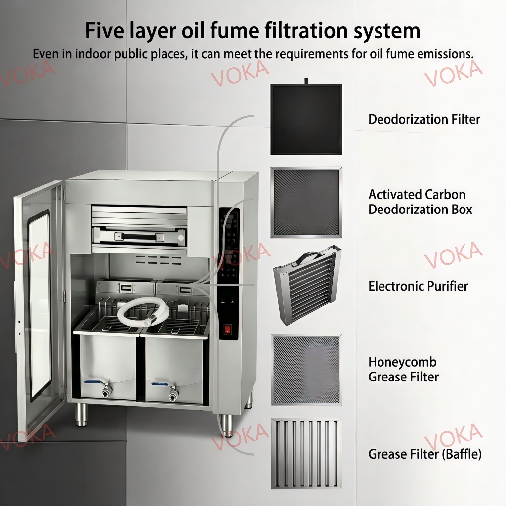 Ventless Deep Fryer with No Extra Fume Purification Equipment Needed 8-Stage Fume Purification No Exhaust Fumes