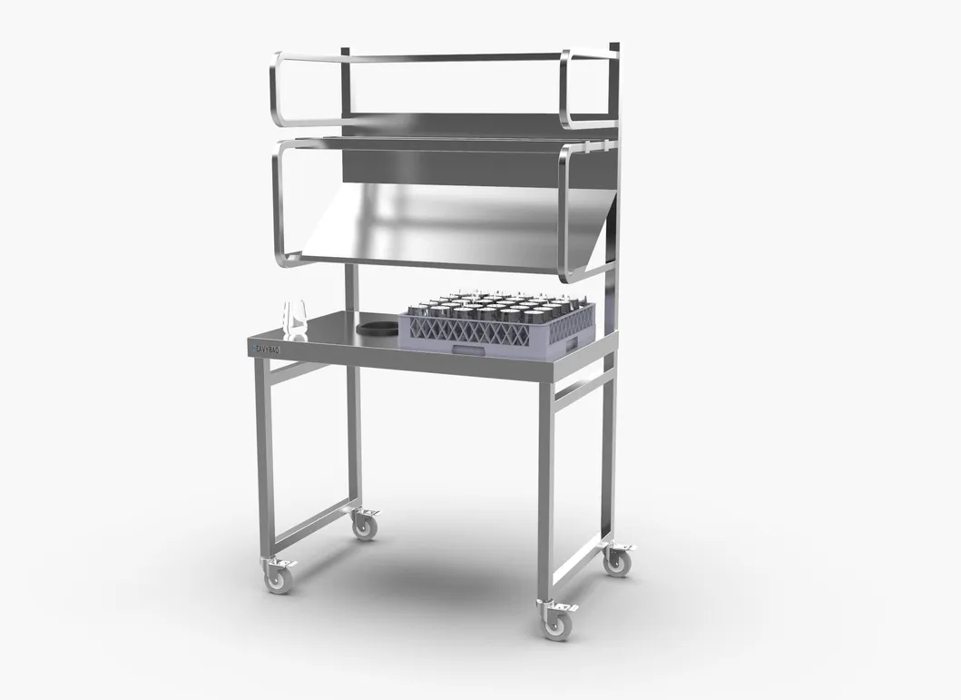Stainless Steel Commercial Worktop Worktable with Sloped Shelf for Racks and for Prep Washing