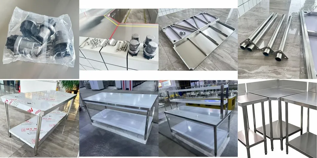 Good-Price Two-Layers Stainless-Steel Workbench Commercial Kitchen Worktable Food-Prep-Table for Restaurant