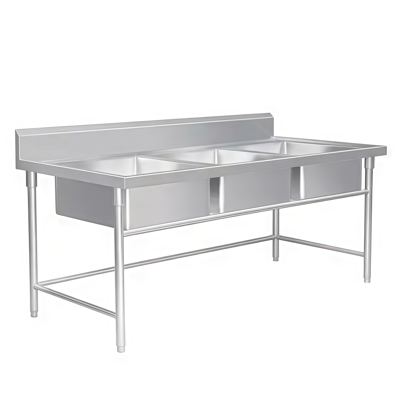 Customizable Stainless Steel Commercial Extra-Large Three-Compartment Sink for Kitchens, Restaurants, and Public Spaces