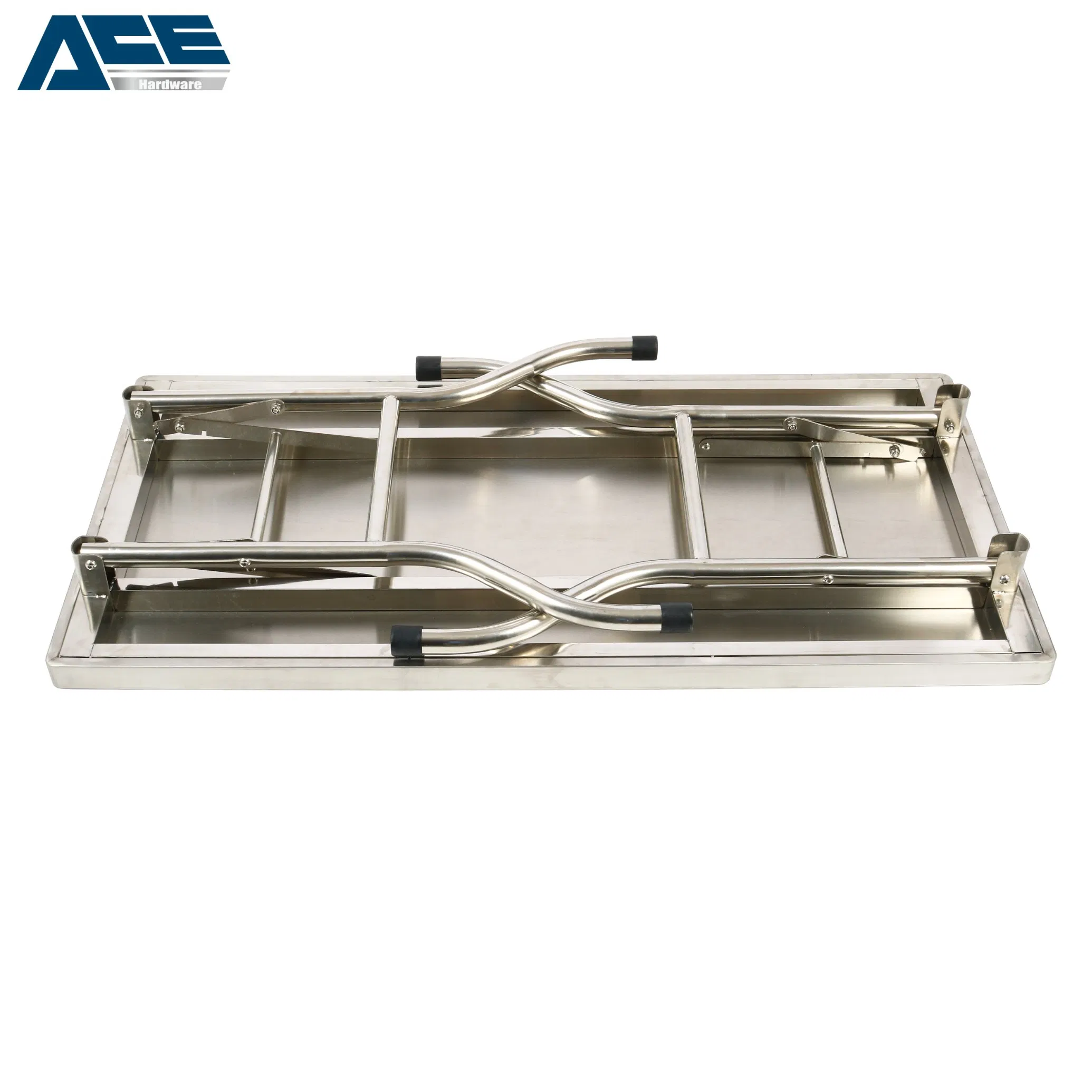 201 Stainless Steel Folding Workbench Durable Commercial Prep Table with Storage Shelf