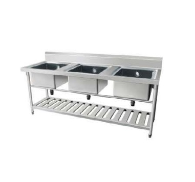 Commercial Wholesale Outdoor 3 Compartment Stainless Steel Kitchen Sink with Under Shelf