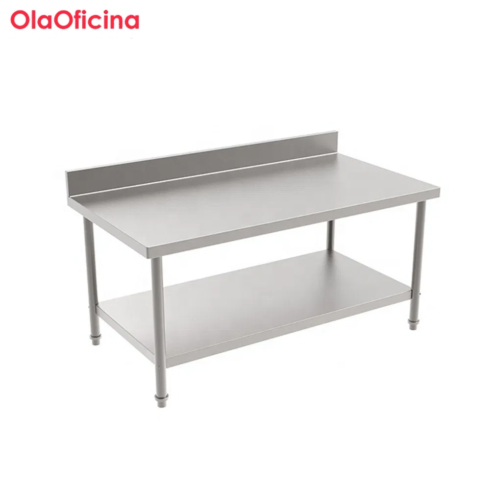 Double-Layer Stainless Steel Worktable with Back-Splash - Commercial Kitchen Prep Table for Hotel &amp; Restaurant