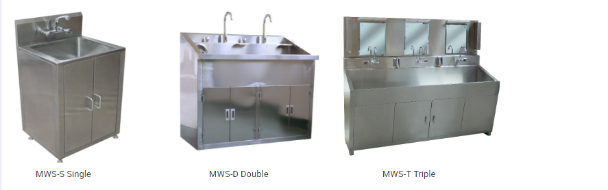 Stainless Steel Three Compartment Operating Theatre Sink in Modular Clean Room