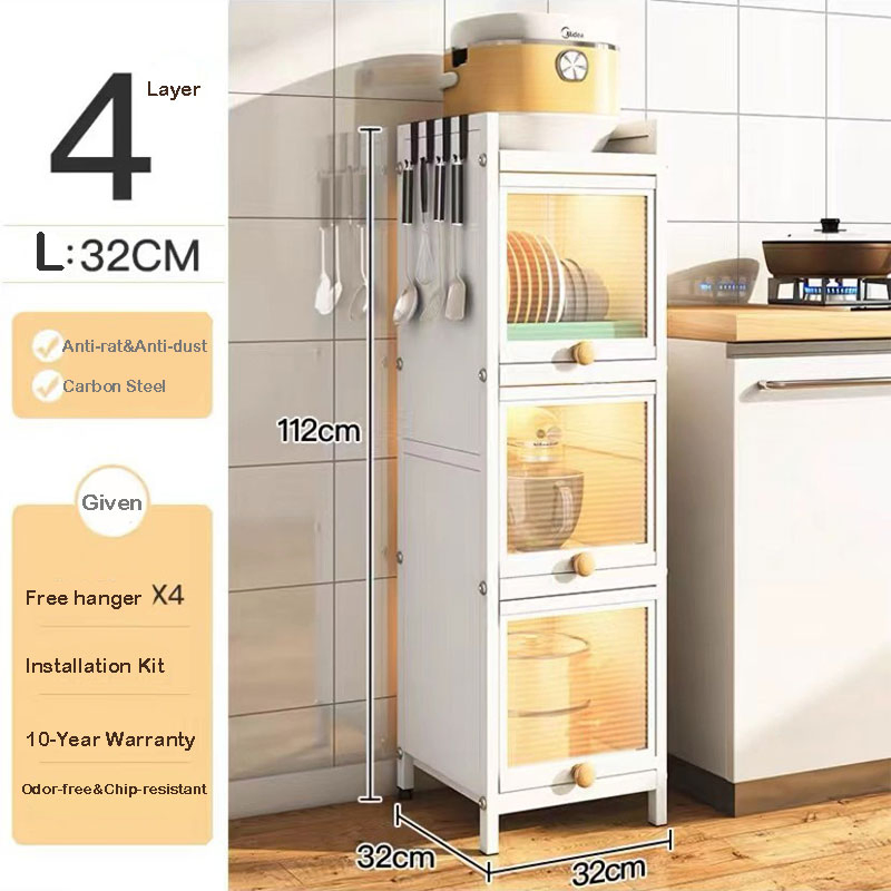 Carbon Light Storage Cabinet, Kitchen Organizer for Plates, Bowls, Pots