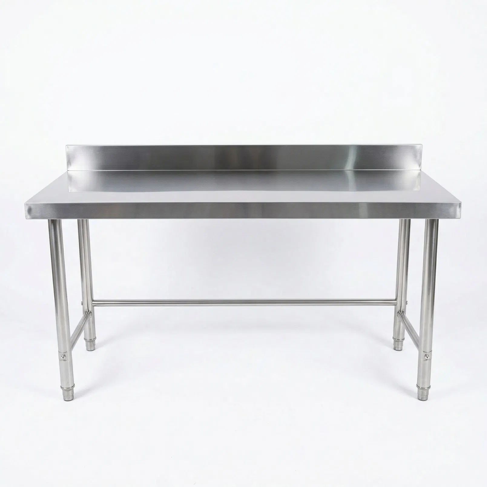 Single Layer Stainless Steel Worktable for Food Prep Kitchen with High Backsplash
