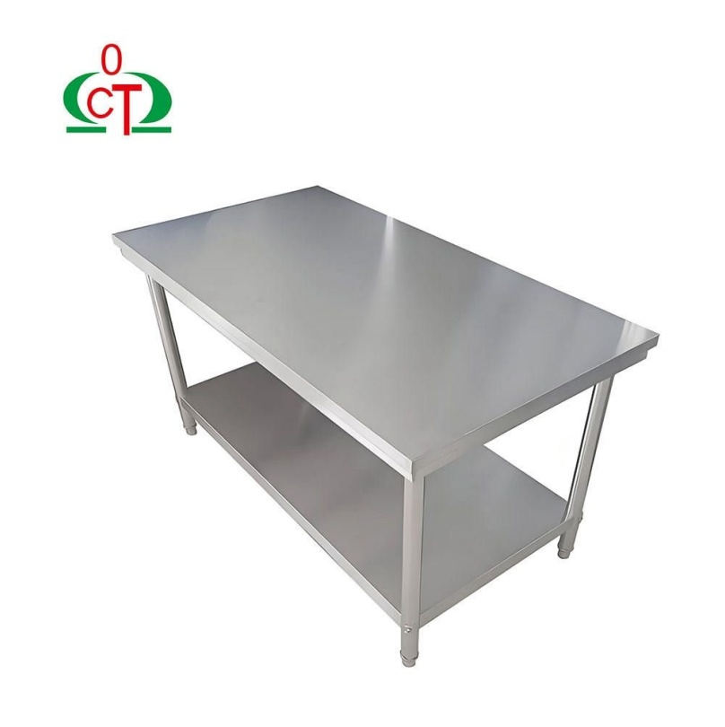 Heavy Duty Stainless Steel Kitchen Worktable Solid Frame Stainless Steel Prep Bench Easy Maintenance Commercial Catering