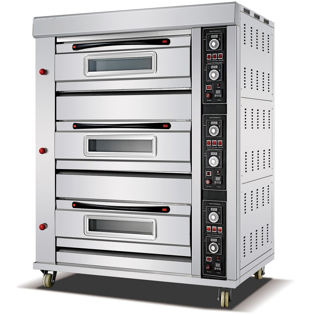 Electric &amp; Gas Convection Baking Oven with Digital Control 3 Decks 6 Trays Industrial Multifunctional Bread Cake Oven for Bakery