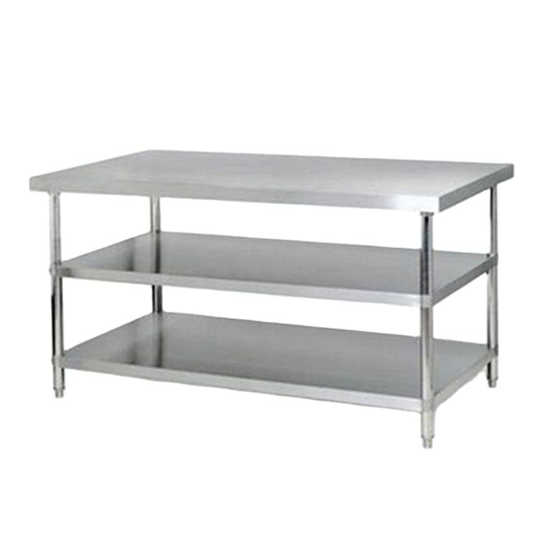 Double Three Layer Stainless Steel Worktable Heavy Duty Commercial Kitchen Prep Bench