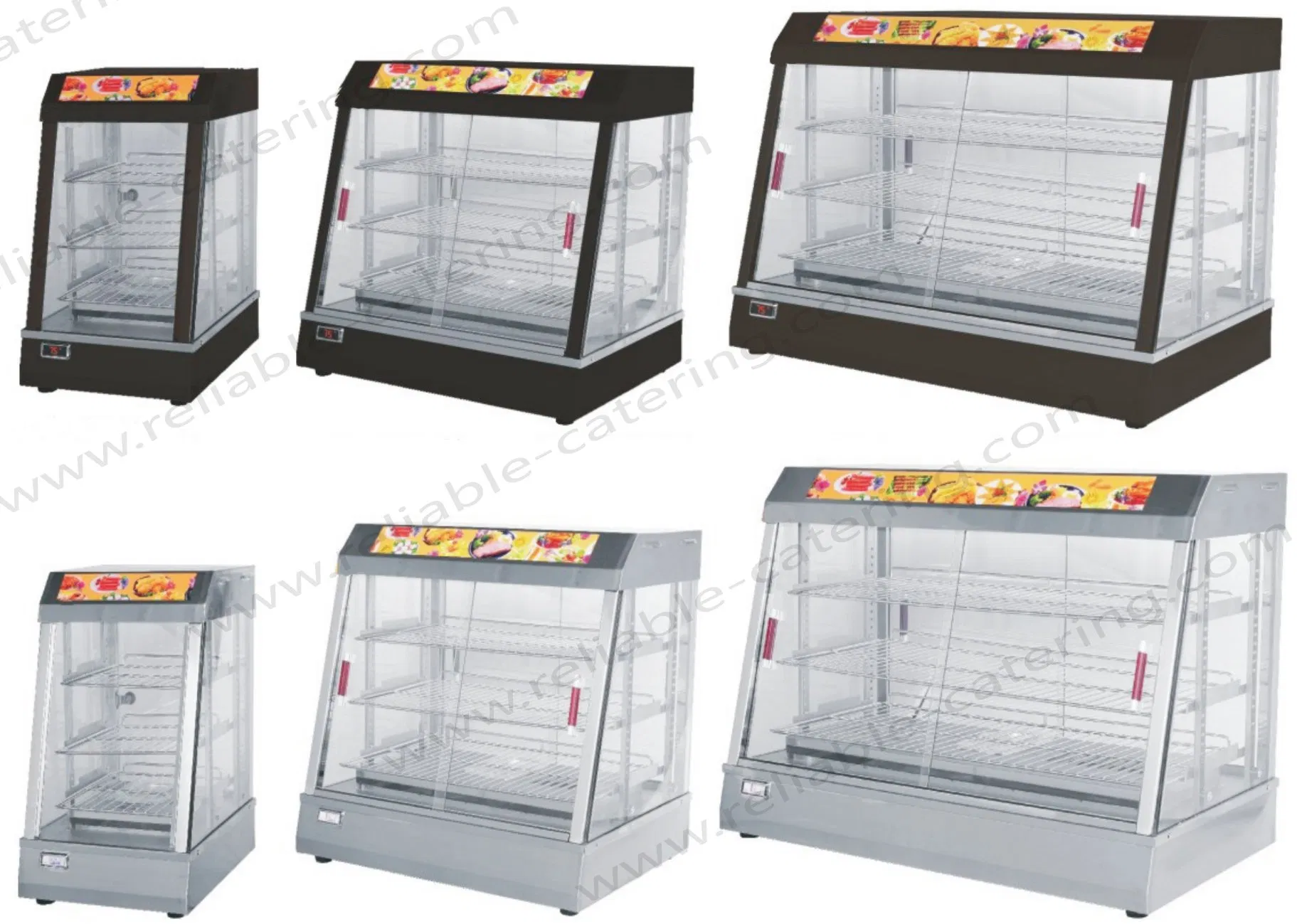 Stainless Steel Glass Door Display Showcase Cabinet Food Warmer to Heating Storage Unit