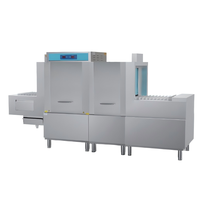 Professional Custom Three Speed Options 304 Stainless Steel Automatic Flight Type Dishwasher for Commercial Restaurant Kitchen