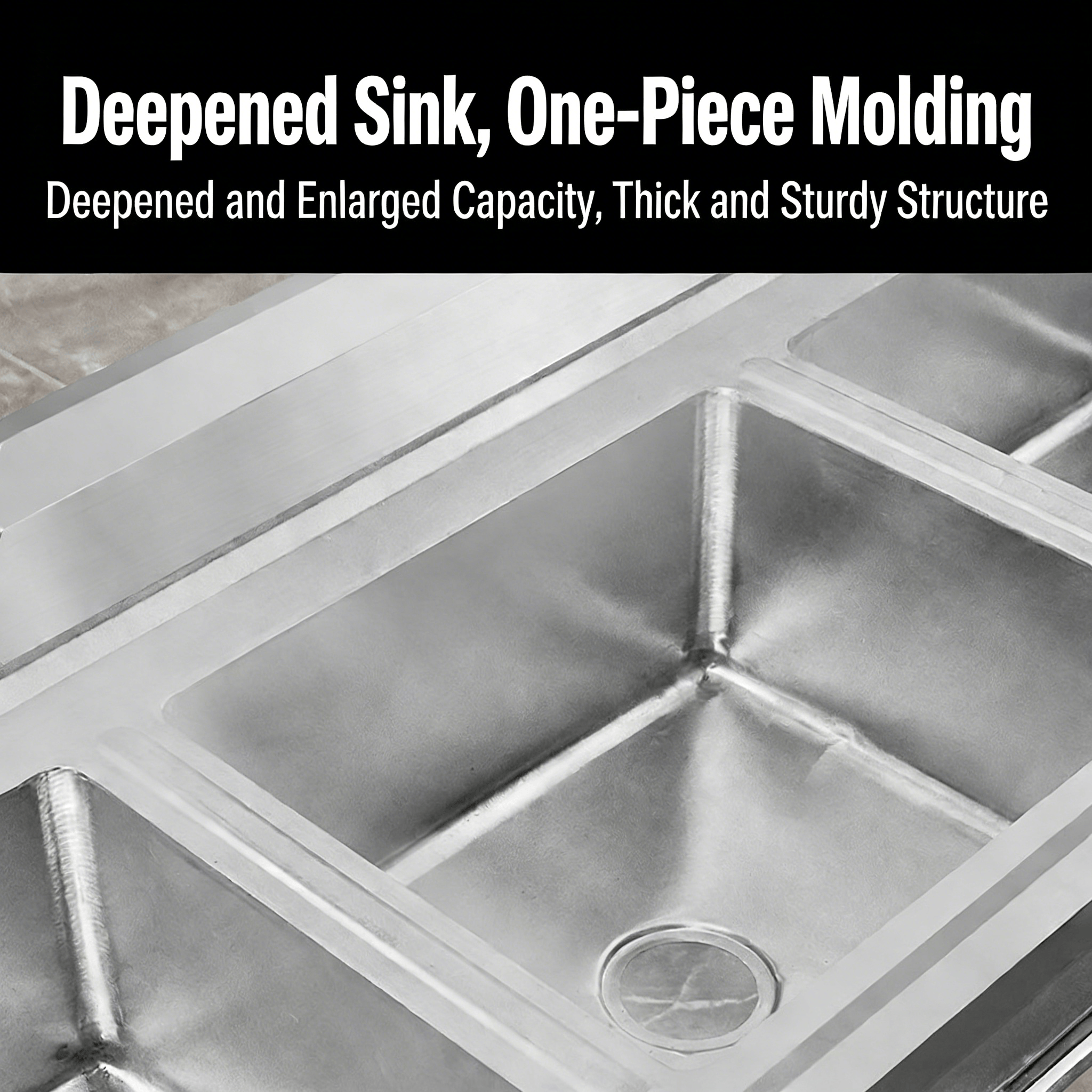Three Compartment Thickened 304 Commercial Stainless Steel Sink For Vegetable Washing Hand Washing And Dishwashing