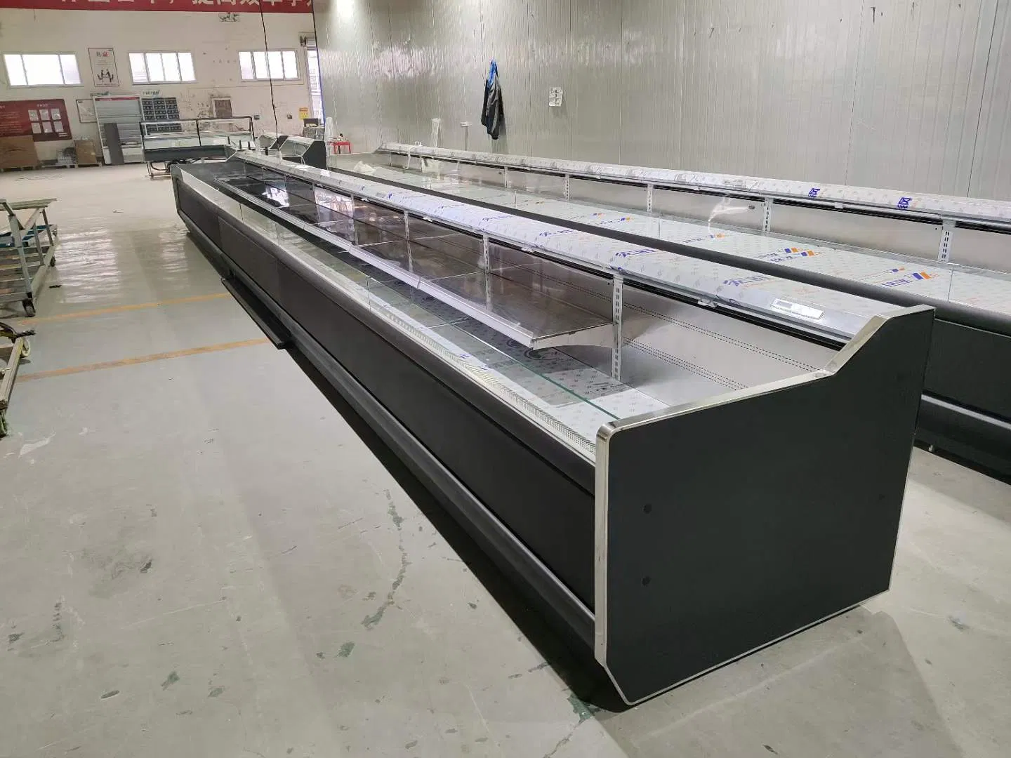 Supermarket Counter Horizontal Refrigerator Beef and Mutton Frozen Display Cabinet Open Chiller Chest Freezer