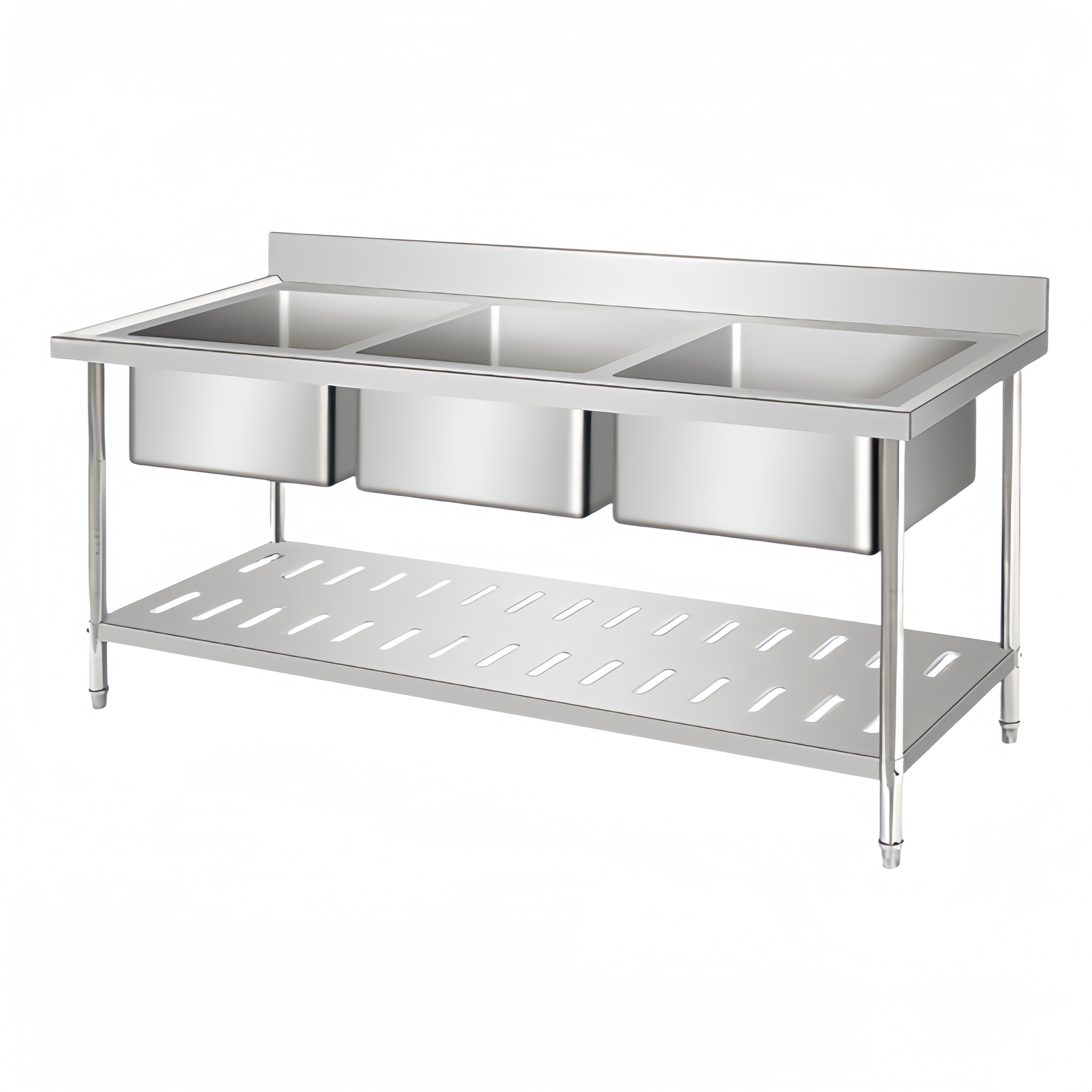 Factory Price Sale Premium Quality 201/304 Stainless Steel Freestanding 3 Compartment Sink Table for Hotel Restaurant Kitchen