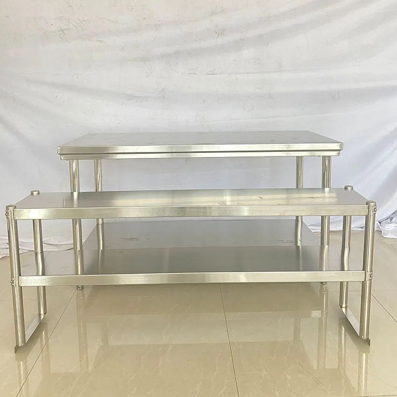 Durable Steel-Frame Food Prep Table Flat-Plate Worktable with Overshelf