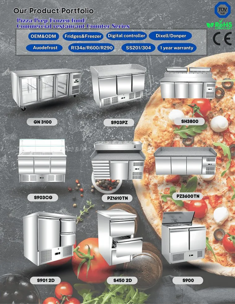 Gn3100 Series Commercial Stainless Steel Refrigerated Counter Chiller Freezer with Ventilated Cooling