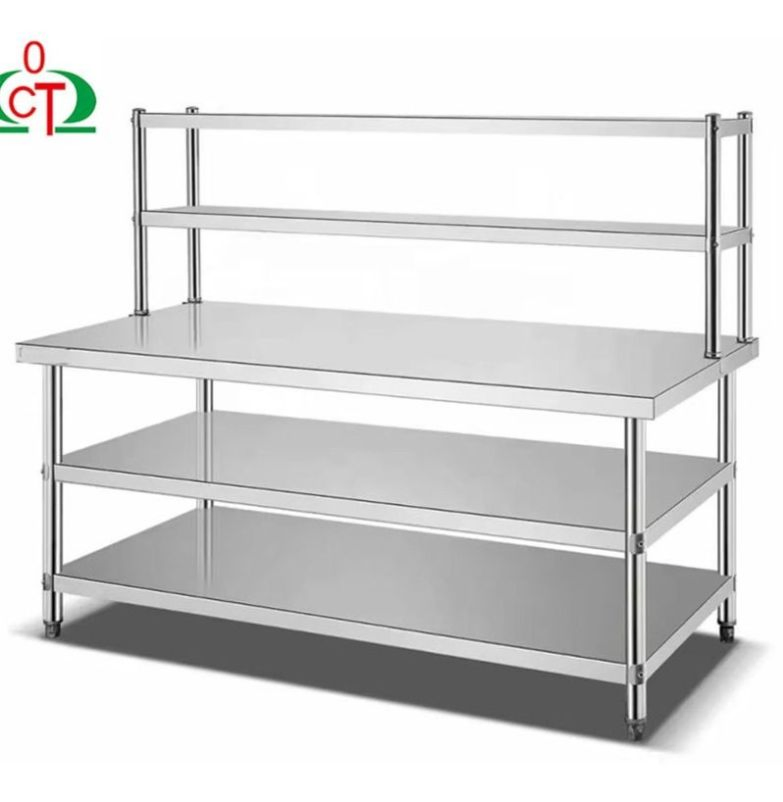 120*80*80cm/150*80*80cm/180*80*80cm Unfixed Changtai Prep Table Worktable with Backsplash and Overshelf