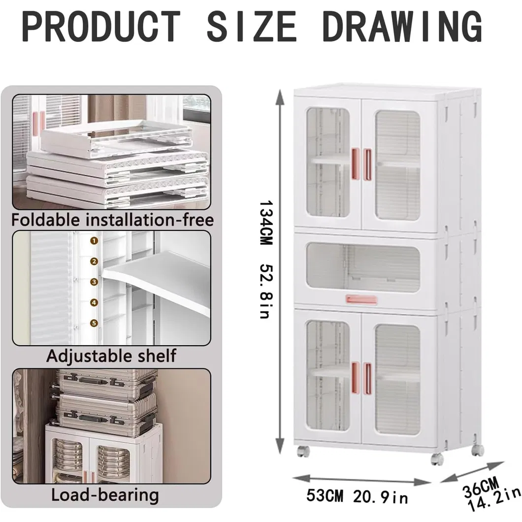 Storage Bins with Lids and Doors Magnetic Foldable Organization Storage Cabinet