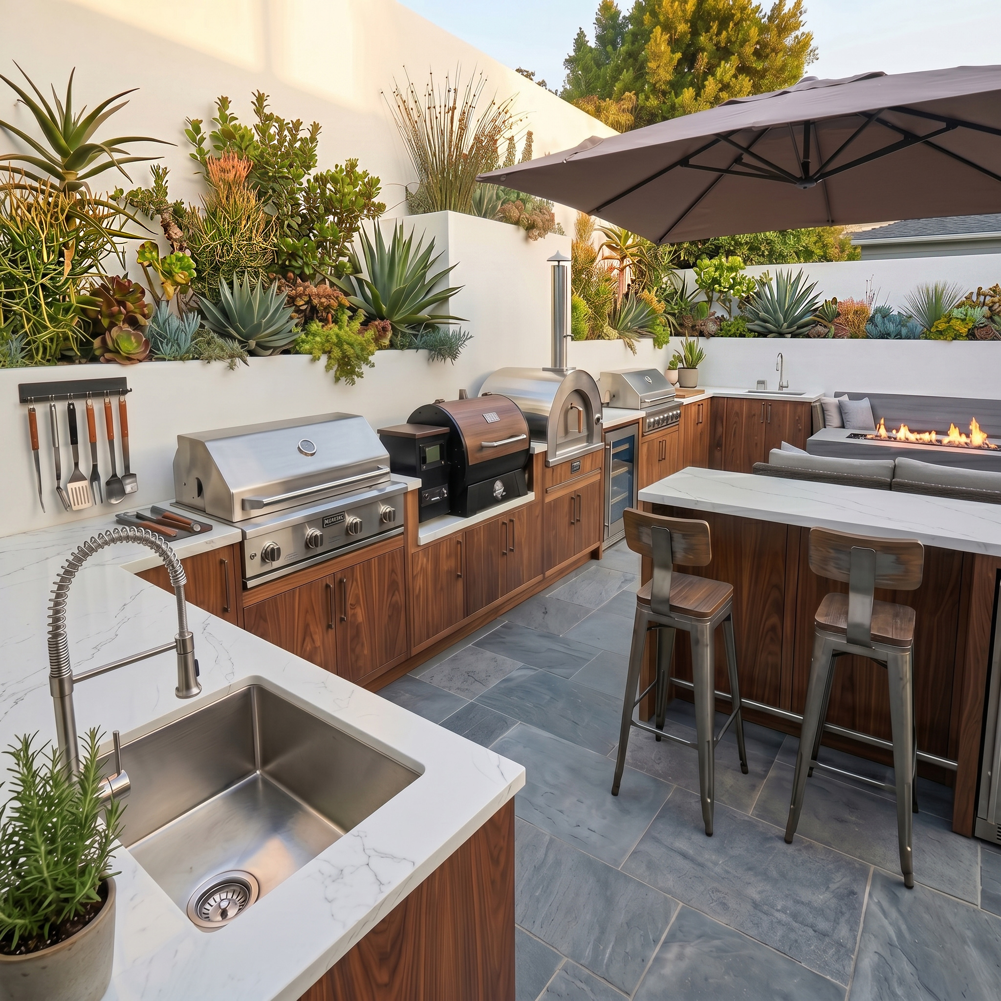 Custom Modular Stainless Steel Outdoor Kitchen With BBQ High Temperature Resistance High Quality SS304 Outdoor Kitchen BBQ Grill