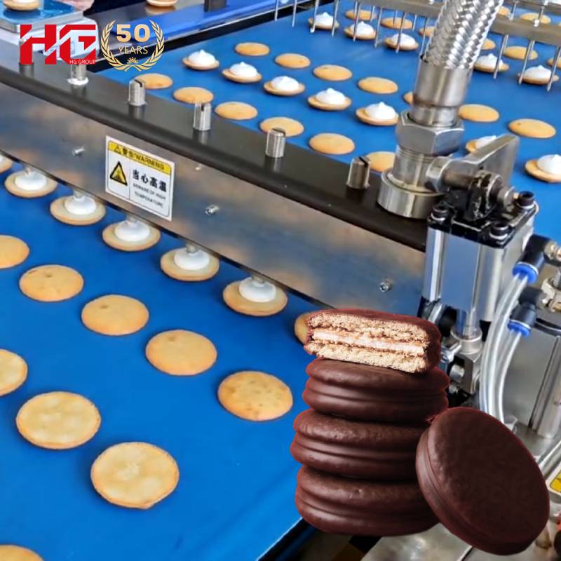 Fully Automatic CE Approved High Efficiency Gas Heating Choco Pie Sandwich Cake Jaffa Cake Dough Mixer Production Line