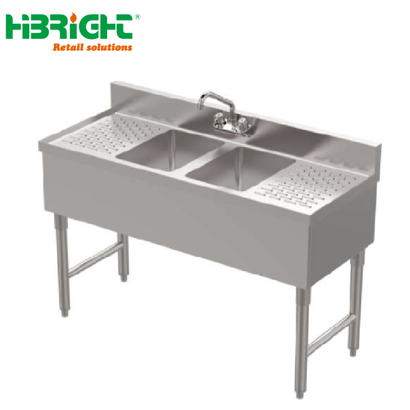 HIGHBRIGHT Durable American Style Commercial Hotel Restaurant Supplies Stainless Steel 1/2/3 Compartment Kitchen Sink Table