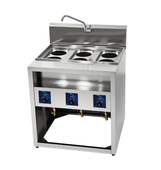 Professional Premium 220V Commercial Stainless Steel 6-Well Induction Pasta Cooker Hotel Restaurant Noodle Boiling Station 13L