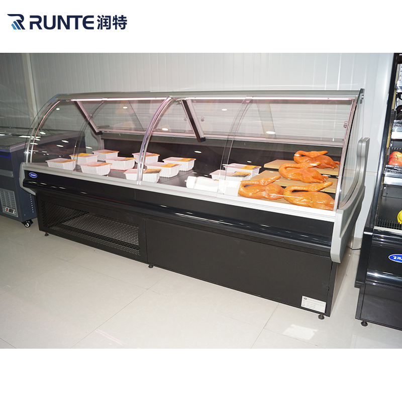 Supermarket Butchery Chiller Horizontal Commercial Salad Fresh Deli Meat Fish Sushi Food Chicken Counter Display Freezers &amp; Fridges for Sale