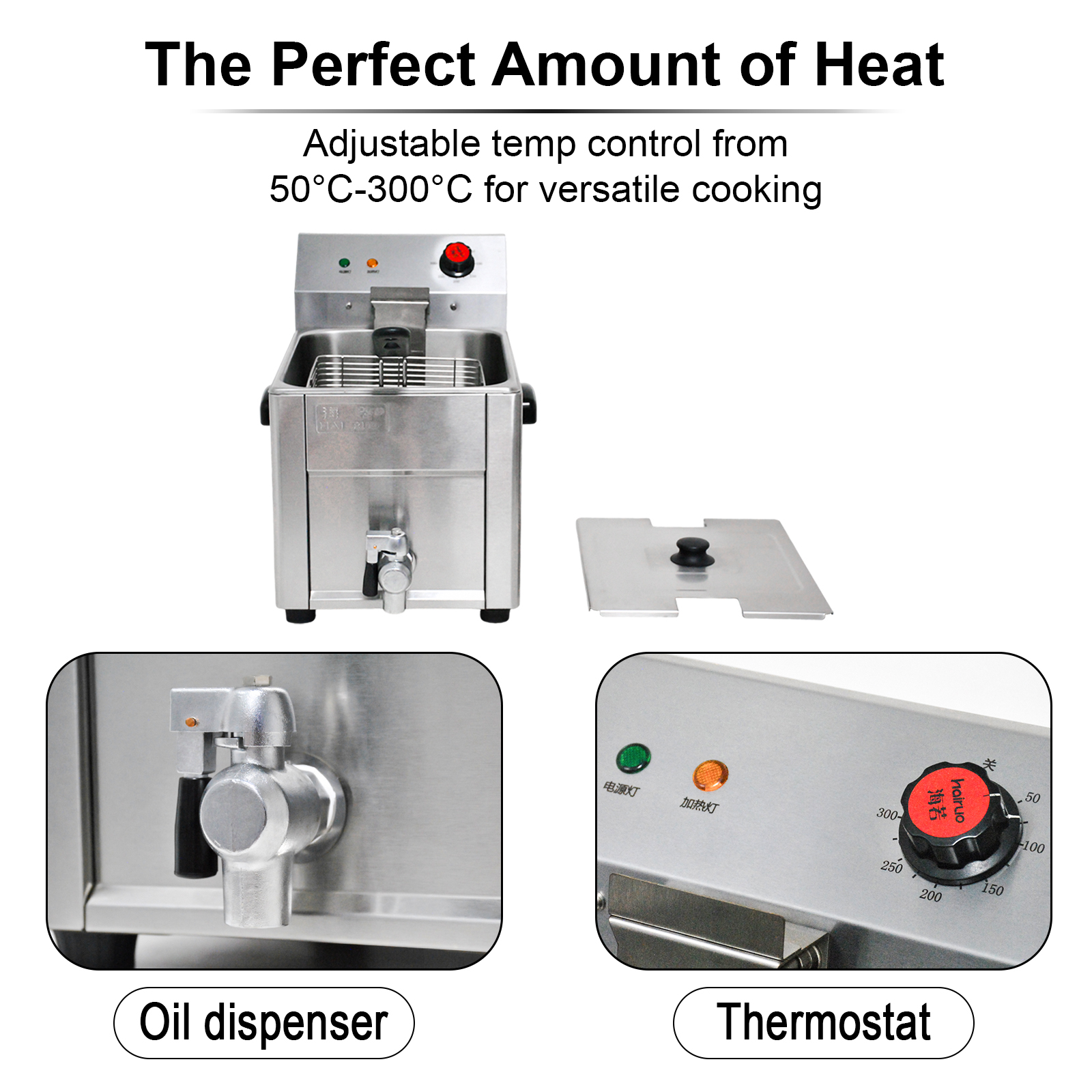 Commercial 1 Tank 1 Basket Electric Deep Fryer with Temperature Control Stainless Steel for Restaurant and Food Shop Use