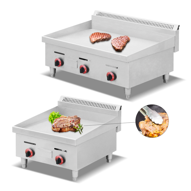 Restaurant Counter Top Electric Gas Griddle Catering Pancake Gas Flat &amp; Grooved Top Grill Griddles Kitchen Equipment