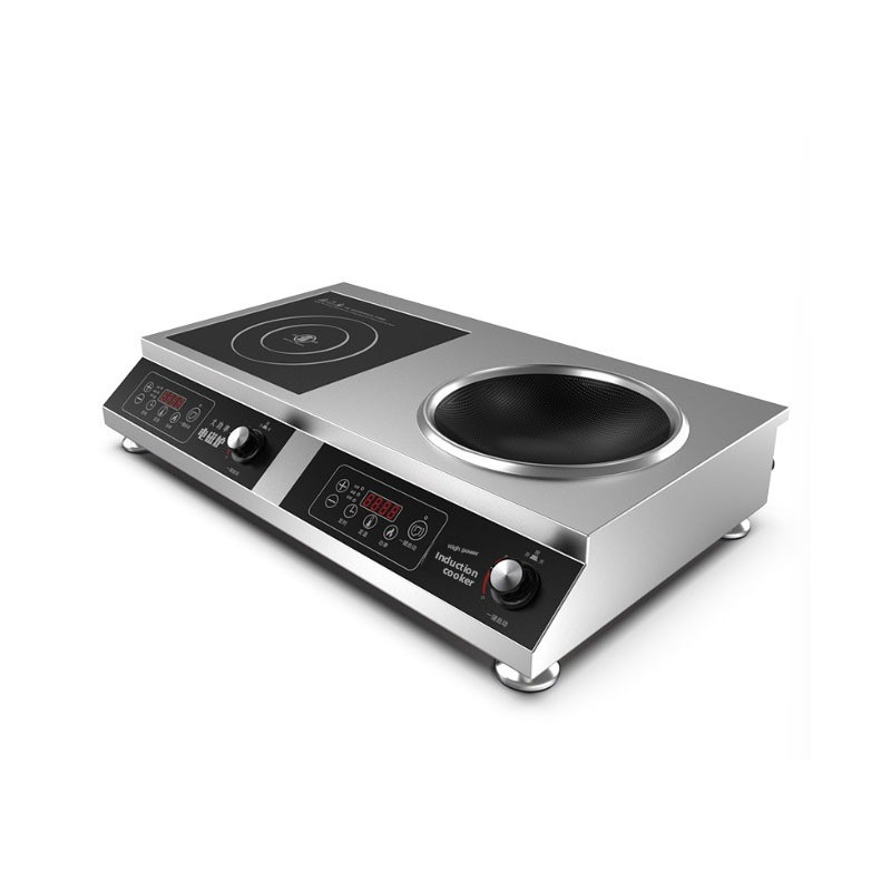 Foreign Trade Southeast Asia 304 Stainless Steel Horizontal 2 Commercial Electric Induction Cooker Double Stove 7000W 220V Black