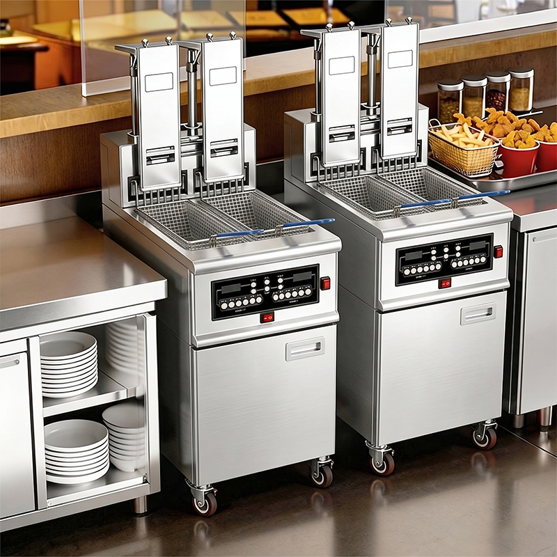 Multi-Tank Automatic Lifting Electric Deep Fryer Freidora Para Pollos Industrial Oil Filtration System for French Fries Chicken