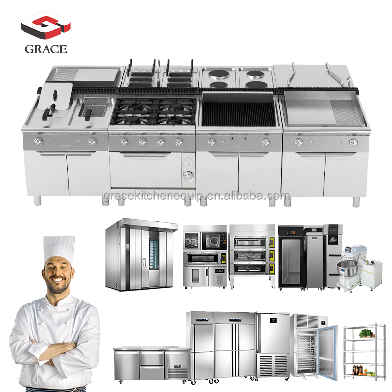 Commercial Electric 1500W Gas Stove Oven Fryer Griddle With Stainless Steel Worktables for Restaurant Kitchen Cooking Use